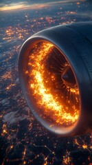 Wall Mural - jet engine of modern aircraft in fire.