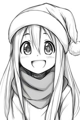 Wall Mural - Smiling Anime Girl Wearing a Winter Hat and Scarf