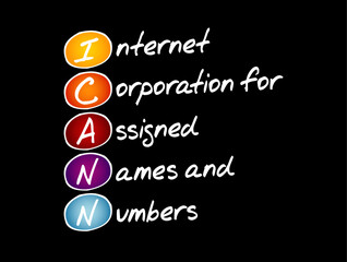 Wall Mural - ICANN - Internet Corporation for Assigned Names and Numbers acronym, technology concept background