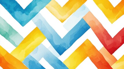 Poster - Sharp zigzag lines, bold color contrasts, energetic abstract design, watercolor style