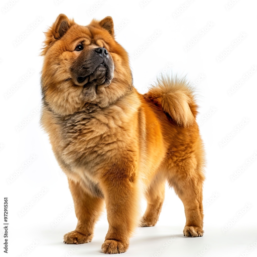 Chow chow dog in full growth, white background, photograph Job ID ...