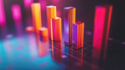 Poster - A close-up of a 3D bar chart with highlighted bars and data labels, set against a clean, minimalistic background to emphasize the key data points.