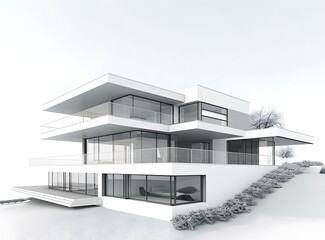 Wall Mural - Modern House Architectural Design Drawing