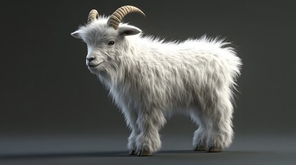 Wall Mural - 28. **Cute 3D model of a fluffy baby goat with playful horns and soft fur