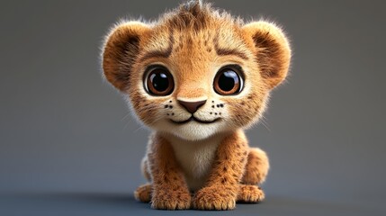 29. **Adorable 3D depiction of a baby lion cub with a cute mane and big eyes