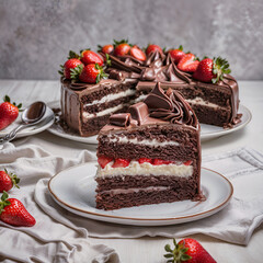 it's always nice to enjoy a chocolate cake with strawberries and cream filling on a daily basis and 