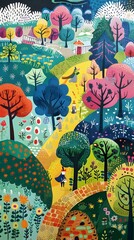 Poster - Colorful Illustration Of A Magical Forest