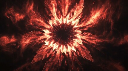 Poster - Flowing flames create a striking fiery vortex in a dark background, evoking intensity and motion during a creative visual display