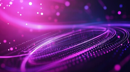 Poster - Dynamic purple and pink light patterns create an abstract design, showcasing movement and vibrancy in a digital space