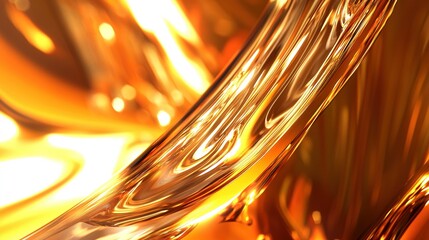 Poster - Abstract golden liquid waves undulating gracefully in a dynamic display of light and reflection