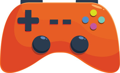 Poster - Orange gamepad controller isolated on white background, inviting players to enjoy immersive virtual worlds and exciting gameplay