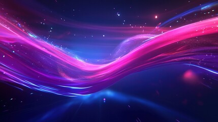 Poster - Colorful abstract wave patterns swirling across a dark background with sparkling lights in a dynamic visual display