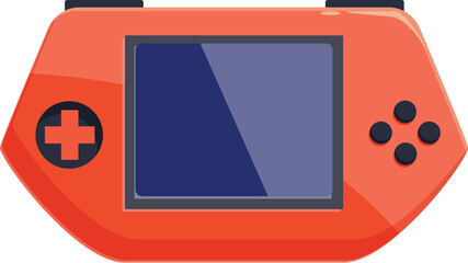 Poster - Red portable game console displaying empty screen on white background