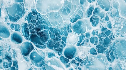 Poster - Abstract Close-up of Blue Ice with White Veins and Air Bubbles