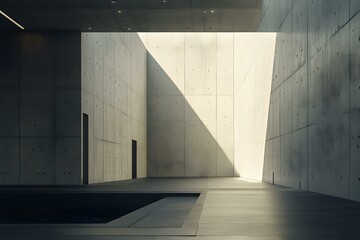 Poster - Minimalist Concrete Architecture with Light Beams