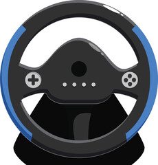 Poster - Racing game steering wheel is sitting on a white background, waiting for a gamer to use it