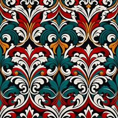 Wall Mural - A unique abstract design featuring swirling patterns of red, green, and blue on a black background