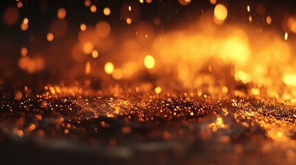 Poster - Glowing embers and sparks dance in the dark, creating a warm, vibrant display during a nighttime event