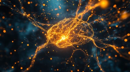 illuminated neural connections - abstract digital brain representing ai and neural networks.