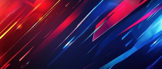 Poster - Background gaming abstract neon sci-fi themes cyberpunk red and blue dynamic technology wallpaper AI generated image