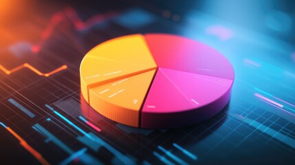 Poster - A dynamic shot of a 3D pie chart with animated segments, showing real-time changes in data distribution and interactive features for data exploration.