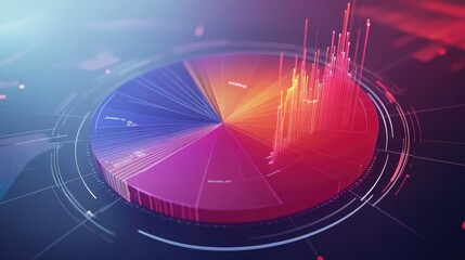 Poster - A dynamic shot of a 3D pie chart with animated segments, showing real-time changes in data distribution and interactive features for data exploration.