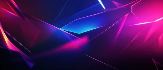 Poster - Neon gaming geometric abstract glowing cyberpunk style banner for advertising and promotion background wallpaper AI generated image