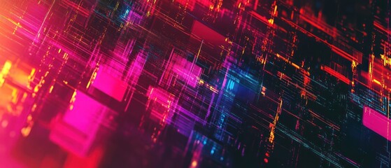 Abstract effect digital fractal network cyber technology glitch design background wallpaper AI generated image