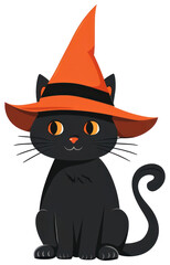 Canvas Print - PNG Black cat wearing witch hat