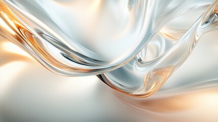 Poster - Graceful swirls of translucent fabric in soft orange and silver tones illuminated by natural light indoors