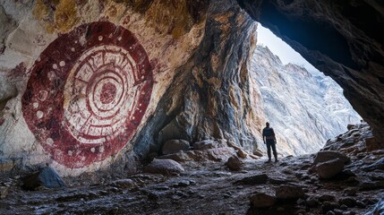 Remote Mongolian cave adorned with sacred symbols, believed to hold ancient spiritual power