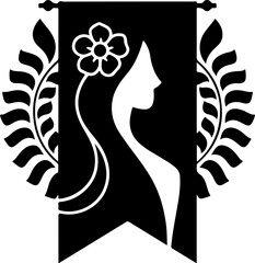 Poster - Stylized Silhouette of a Woman with Floral Elements