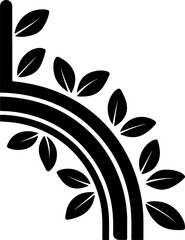 Sticker - Decorative Leafy Corner Design in Black and White