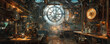© thien - A steampunk laboratory filled with intricate gears, gadgets, and glowing elements creates fascinating atmosphere. detailed machinery and warm lighting evoke sense of wonder and creativity