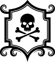 Poster - Skull and Crossbones Illustration in Decorative Frame