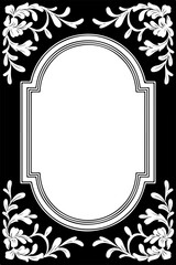 Sticker - Elegant Black and White Floral Frame Design