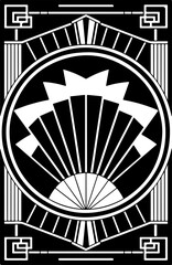 Sticker - Art Deco Design Featuring Stylized Fan Motif