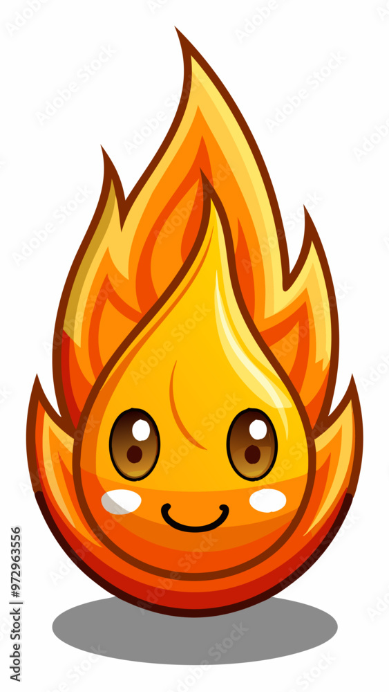 Vector de Stock 3d render hot fire burn icon emoticon illustration. Png ...