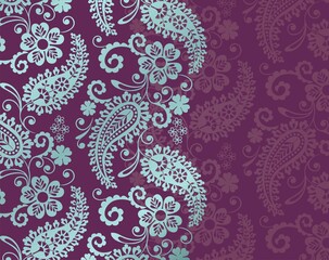 Wall Mural - traditional paisley floral pattern, textile , Rajasthan, royal India	