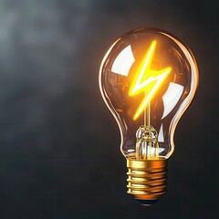 Poster - Light Bulb with Lightning Bolt Inside.