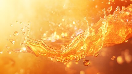 Poster - Vibrant splash of liquid in warm tones, capturing the essence of motion and energy, perfect for creative and abstract projects.