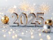 © suratin - Happy New Year 2025 with Sparkler Decorations.