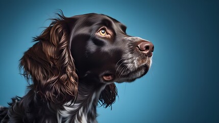 Wall Mural - english cocker spaniel on blue background