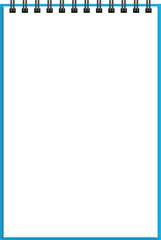 Poster - Blue spiral notepad with blank pages is isolated on white background ready for your message