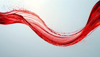 Wall Mural - glittering red wavy stream of water flowing gracefully on a pristine white background