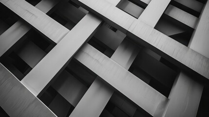 Poster - A minimalist pattern of intersecting lines and angles in a monochromatic color scheme