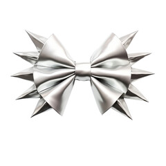 Shiny Silver Decorative Bow with Spiked Design for Gifts.