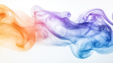 Poster - A swirling mix of blue, orange, and purple smoke against a clean, white background, creating a bold and striking contrast with its fluid movement.