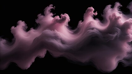 Wall Mural - Abstract pink smoke swirls on a black background.