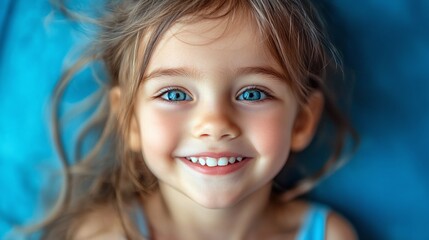 adorable young child with a joyful and funny smiling face, healthy and happy portrait, capturing inn